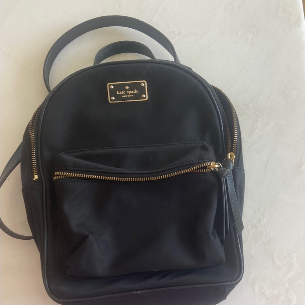 Kate Spade Black Backpack with Gold Details